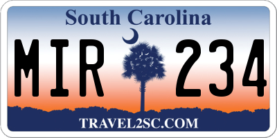 SC license plate MIR234