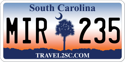 SC license plate MIR235