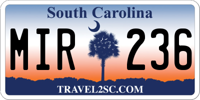 SC license plate MIR236