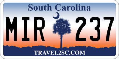 SC license plate MIR237