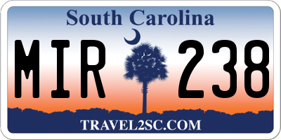 SC license plate MIR238