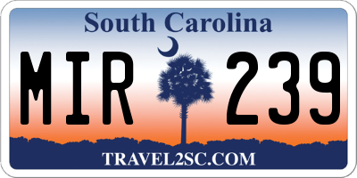 SC license plate MIR239