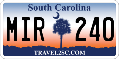 SC license plate MIR240