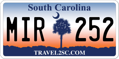 SC license plate MIR252
