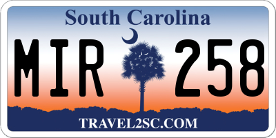 SC license plate MIR258