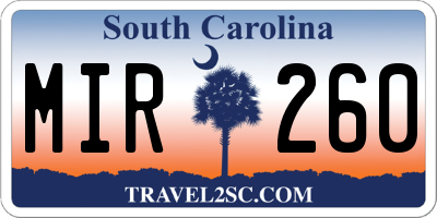 SC license plate MIR260