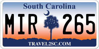 SC license plate MIR265