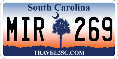 SC license plate MIR269
