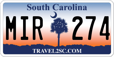 SC license plate MIR274