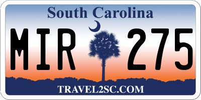 SC license plate MIR275