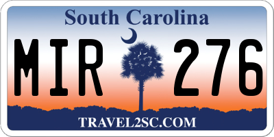 SC license plate MIR276