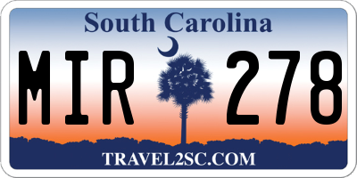 SC license plate MIR278