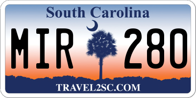 SC license plate MIR280