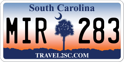 SC license plate MIR283