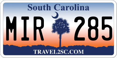 SC license plate MIR285