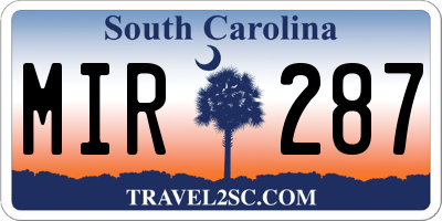 SC license plate MIR287