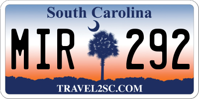 SC license plate MIR292