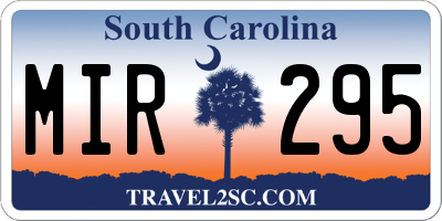 SC license plate MIR295