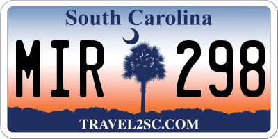 SC license plate MIR298