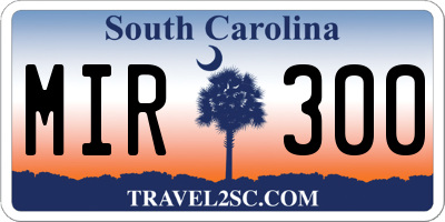 SC license plate MIR300