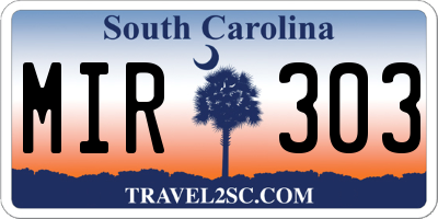 SC license plate MIR303