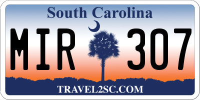SC license plate MIR307