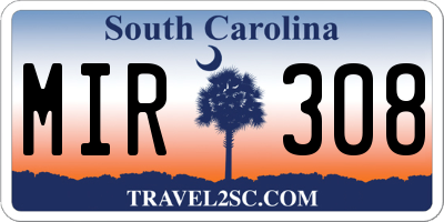 SC license plate MIR308