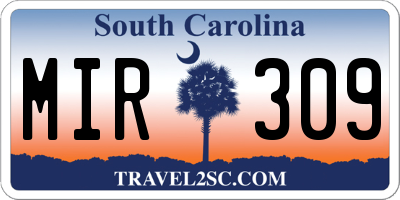 SC license plate MIR309