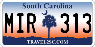 SC license plate MIR313