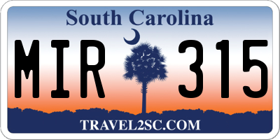 SC license plate MIR315