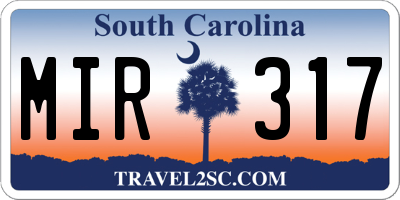 SC license plate MIR317
