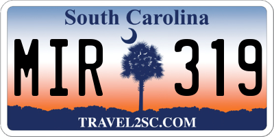 SC license plate MIR319