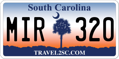 SC license plate MIR320