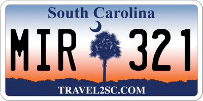 SC license plate MIR321