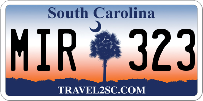 SC license plate MIR323
