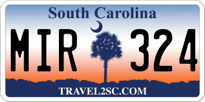 SC license plate MIR324