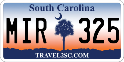 SC license plate MIR325