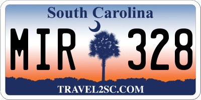 SC license plate MIR328