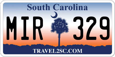 SC license plate MIR329