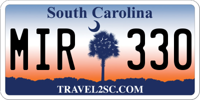 SC license plate MIR330