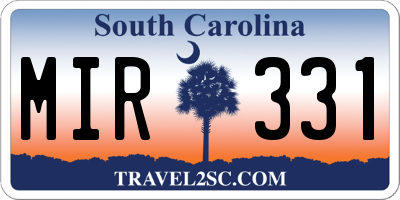 SC license plate MIR331
