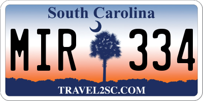 SC license plate MIR334