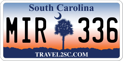 SC license plate MIR336