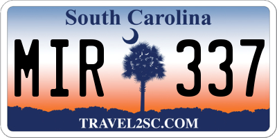SC license plate MIR337