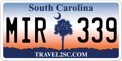 SC license plate MIR339