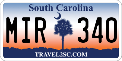 SC license plate MIR340
