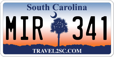 SC license plate MIR341