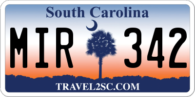 SC license plate MIR342