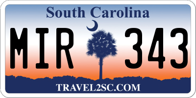 SC license plate MIR343