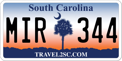 SC license plate MIR344